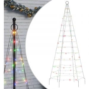 Arbre de Noël lumineux sur mât de drapeau 200 led coloré 180 cm Vidaxl Multicolour