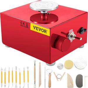 VEVOR Roue de Poterie Tour de Potier Rouge Électrique Réglable 30 W 2000 tr/min