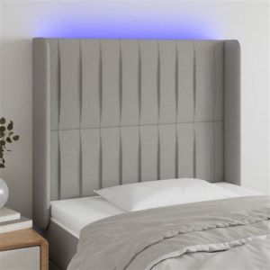 VidaXL Hoofdbord LED 93x16x118/128 cm stof lichtgrijs3124268