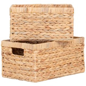 MIKAIL - Lot de 2 Pani&egrave;res Rectangulaires en Jacinthe d'Eau