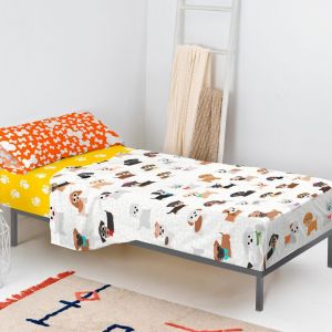 HappyFriday Mr Fox Dogs Parure de lit 2 pi&egrave;ces Multicolore pour lit de 80/90 cm