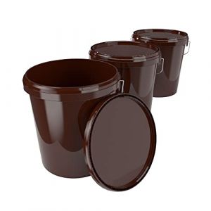 Fixedbyu - 3x Set de seaux pour l'industrie alimentaire et chimique, capacit&eacute; 15,9 litres, marron