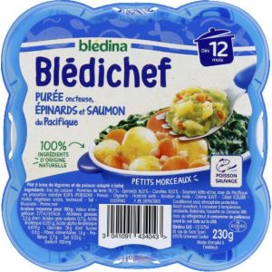 Image de Blédina Bledichef 230g purée onctueuse, epinards et saumon du pacifique dès 12 mois