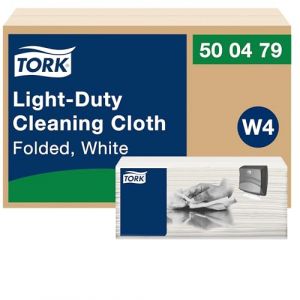 Tork Chiffons de nettoyage léger, Blancs W4, s'utilisent humides ou secs, 4 x 120 chiffons, 500479
