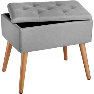 TecTake Banc avec coffre de rangement aspect lin RANYA - meuble, mobilier, coffre de rangement - gris clair