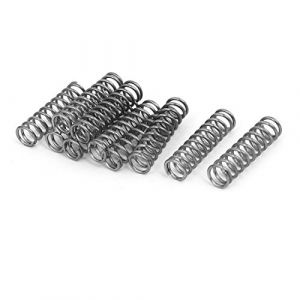 Sourcing map Ressort de Compression 1mm x 8mm x 30mm Acier Inoxydable 304 Argenté 10Pcs