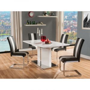 Ensemble table + 4 chaises TRINITY Blanc & Noir
