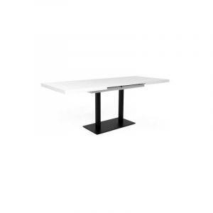 ORLANDO Table a manger a rallonge Style contemporain Laqué blanc et noir L 120 200 x P 80 x H 75 cm