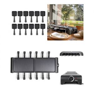 Livoo Appareil à Raclette électrique 12 Personnes + Appareil à raclette 1800W 12 caquelons avec revêtement antiadhésif