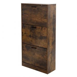 ML-Design Armoire &agrave; Chaussures avec 3 Compartiments Rabattables, Marron Fonc&eacute;, 60x24x120,5
