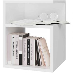 MeHome Table de Chevet Tini - 30 x 30 x 40 cm - Console de Nuit - Table d'appoint - Lit à sommier tapissier - Armoire avec tiroir - Lit Chambre à Coucher, Maison, Design d'intérieur élégant (Blanc)