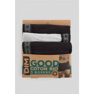 DIM Coton Bio Good x3 Boxer, Noir/Gris Perle/Noir, L (Lot de 3) Homme
