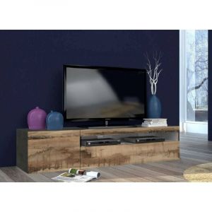 Meuble TV Dbele, Buffet bas de salon, Base pour meuble TV, 100% Made in Italy, 150x40h37 cm, Ardoise et Erable