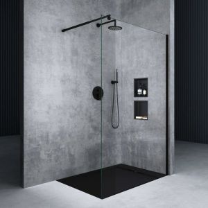 Mai&mai - Paroi de Douche 50x200 Douche &agrave; L'italienne Transparent avec Profil&eacute; Noir BR1K Pare-douche en Verre Tremp&eacute; 8mm Rev&ecirc;tement Nano Easy Clean