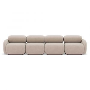 Canapé modulable 4 places en velours texturé beige