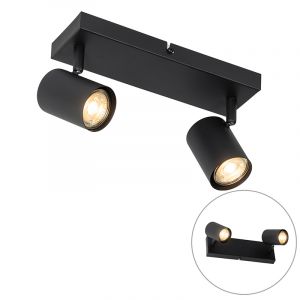 Qazqa Plafonnier Moderne noir 2 lumi&egrave;res orientable - Jeana Moderne Luminaire interieur