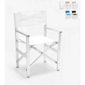 Beach and Garden Design Chaise de plage pliante portable en aluminium textilène Regista Gold Couleur: Blanc