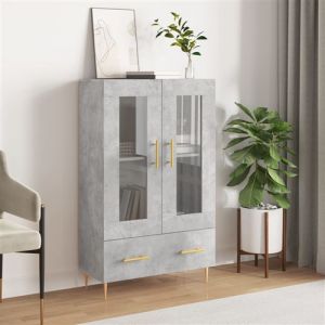 VidaXL Buffet haut gris b&eacute;ton 69,5x31x115 cm bois d'ing&eacute;nierie