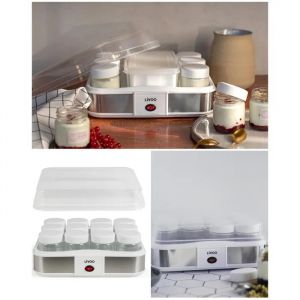 Livoo Yaourti&egrave;re fromag&egrave;re - WDOP156 - 12 pots verre 210 ml - Bac &eacute;gouttoir 1,2 L - Programmable 21,5 W