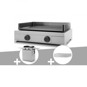 Forgeadour Plancha gaz Modern 60 inox avec chariot et couvercle Gris