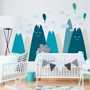 Stickers muraux Enfants - Décoration Chambre bébé - Autocollant Sticker Mural géant Enfant Montagnes scandinaves AMAKA - 60x90cm