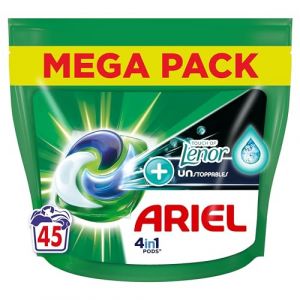 Ariel 4en1 : PODS, Lessive Liquide En Capsules 45 Lavages, Touch Of Lenor Unstoppables, Une Fraîcheur Longue Durée Jusqu’à 1 Semaine