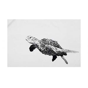 Maxwell & Williams - Serviette de Table 100% Coton, Imprimé Fleuri de Tortue Verte, Collection Marini Ferlazzo, 50 x 70 cm - Noir et Blanc