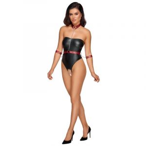 Cottelli Bondage - Body avec D&eacute;tails de Bondage - Noir/Rouge