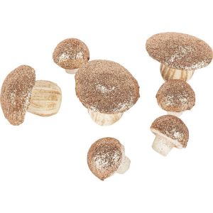 Ruedelafete Lot de 7 Champignons en mousse 3,5/6,5 cm paillettes Rose Gold