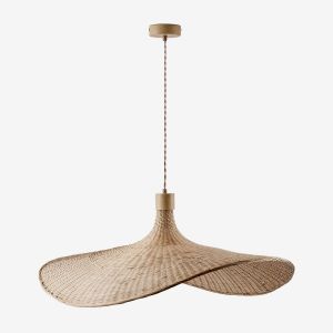 Plafonnier En Bambou Chaifer Naturel A 80 X 70 Cm