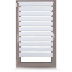 Relaxdays Store enrouleur, lot de 2, double face, sans perçage fenêtre porte balcon en tissu, 80 x 150 cm, blanc