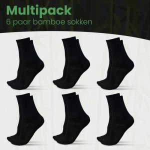 Chaussettes en bambou Saaf - 6 paires - Taille 38-43 - Femme / Homme - Noir