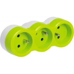 Image de Legrand Fiche multiprise 16 A 3x2 P+T 3 sorties frontales vert - LEG50505