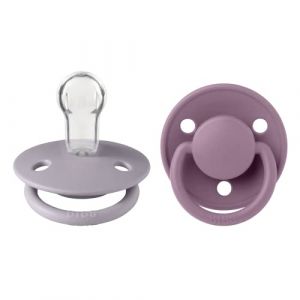 BIBS Sucette De Lux Fossil Grey & Mauve silicone 0-36 mois, lot de 2