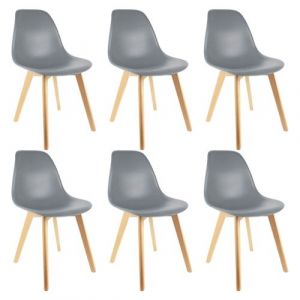MELYA - Lot de 6 Chaises Scandinaves Grises - Altobuy