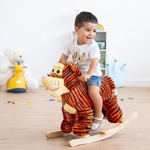 Image de Cheval à bascule Tigre - ATAA TOYS - Peluche et bois - Orange et noir - Pour enfants jusqu'à 5 ans