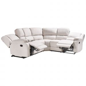 Beliani Canapé D'angle Rokke Tissu Beige Clair Côté Gauche