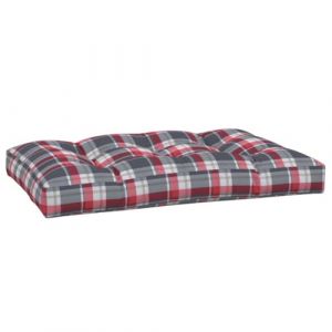 VidaXL Coussin de Palette Motif à Carreaux Rouge 120x80x12 cm Tissu