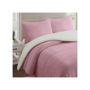 Soleil d'Ocre Couette Polaire Microfibre Doubl&eacute; Sherpa 240x260 Cm Bicolore Rose, Par