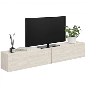 Idmarket Meuble TV 180 cm suspendu ELIO 2 portes bois effet travertin