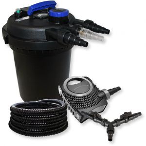 wiltec SunSun Kit Filtration Bassin à Pression 10000l 11W UVC Stérilisateur NEO10000 80W Pompe 25m Tuyau