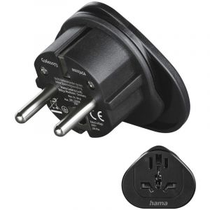 Hama Adaptateur voyage type e et f, 3 pôles, univ., monde vers europe, nr