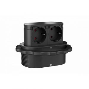 Bloc multiprise encastrable 2 prises 2P+T Piccolino - Noir mat SYNERCIA