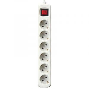 Silver electronics Socle électrique 6 prises Schuko + interrupteur + câble 1,5m Blanc 9636