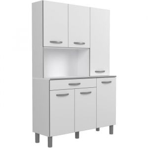 Image de OSLO Buffet de 120 cm - 1 Tiroir et 6 Portes - L 120 x P 40 x H 185 cm - Coloris Blanc