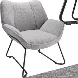 TecTake Fauteuil Rembourr&eacute; avec rev&ecirc;tement boucl&eacute; Accoudoirs et dossier large