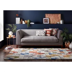 Flair Rugs - Tapis design graphique en laine multicolore Amari Multicolore 60x230 - Multicolore