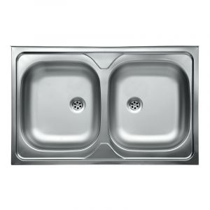 Évier de cuisine à poser en acier inoxydable à deux bacs 50x80 cm