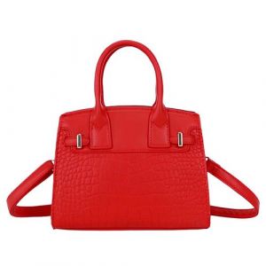Sac &agrave; Main pour Femme Effet Croco avec Bandouli&egrave;re Amovible Gallantry Rouge