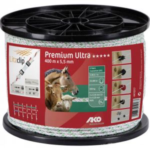 Ako Cordelette de cl&ocirc;ture Premium Ultra 400m x 5,5 mm